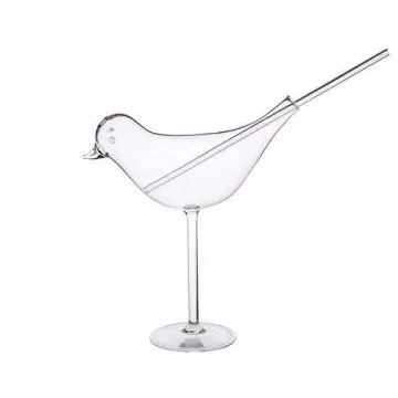 unique bird cocktail glasses with straw