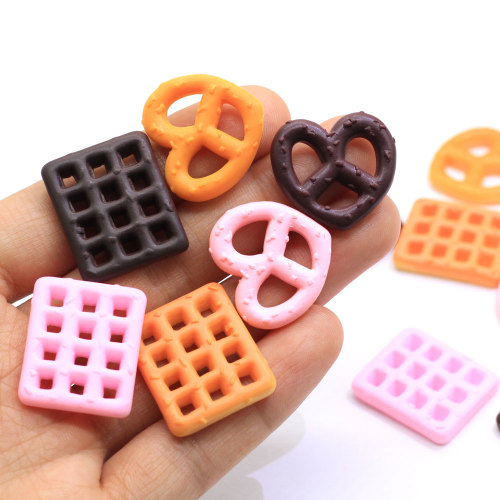 Decorative Waffle Peach Heart Cookies Resin Flatback Cabochon Slime DIY Toy Decoration Beads Fridge Ornaments Spacer