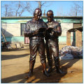 Outdoor Life Size Studying Bronze Worker Statue