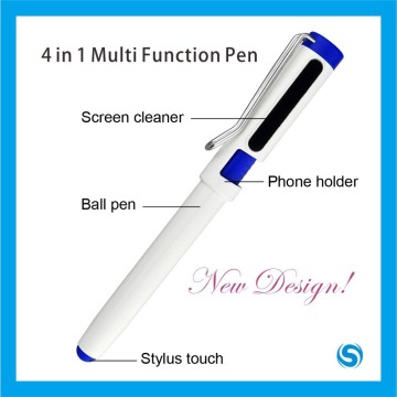 Plastic 4 in 1 multi function stylus pen