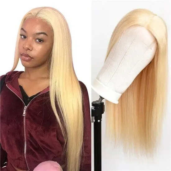 VIYA Blonde 613 4X4' Lace Closure Human Hair Wigs 150% Density