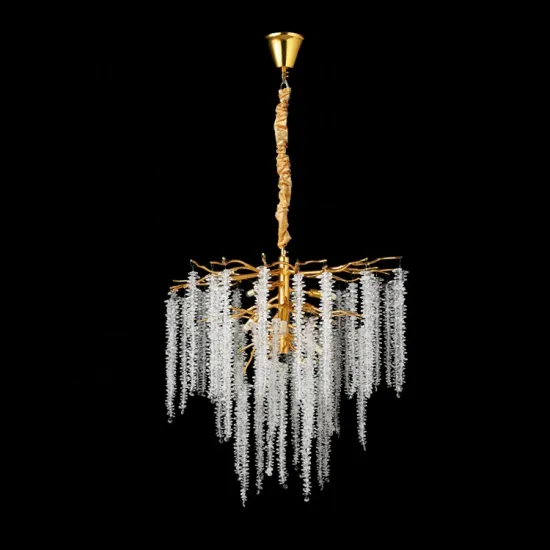 Custom Luxury Golden Tree Branch Crystal Chandelier Lamp for Hotel Lobby Projects