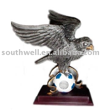 eagle figurine ,mascot statue with a wooden base