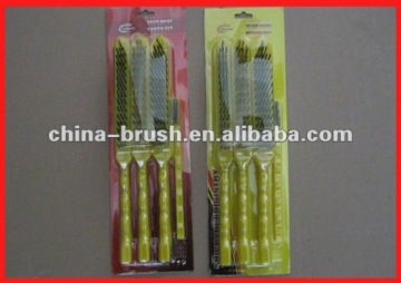 yellow plastic handle steel wire brush with blister SC2018