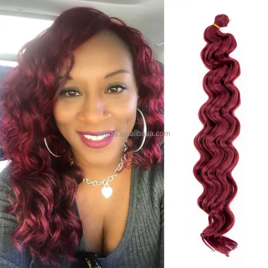 AliLeader Curly Crochet Hair Braid Ombre 18'' Deep Wave Braiding Hair Extensions Ocean Wave Crochet Braids For Bulk Hair