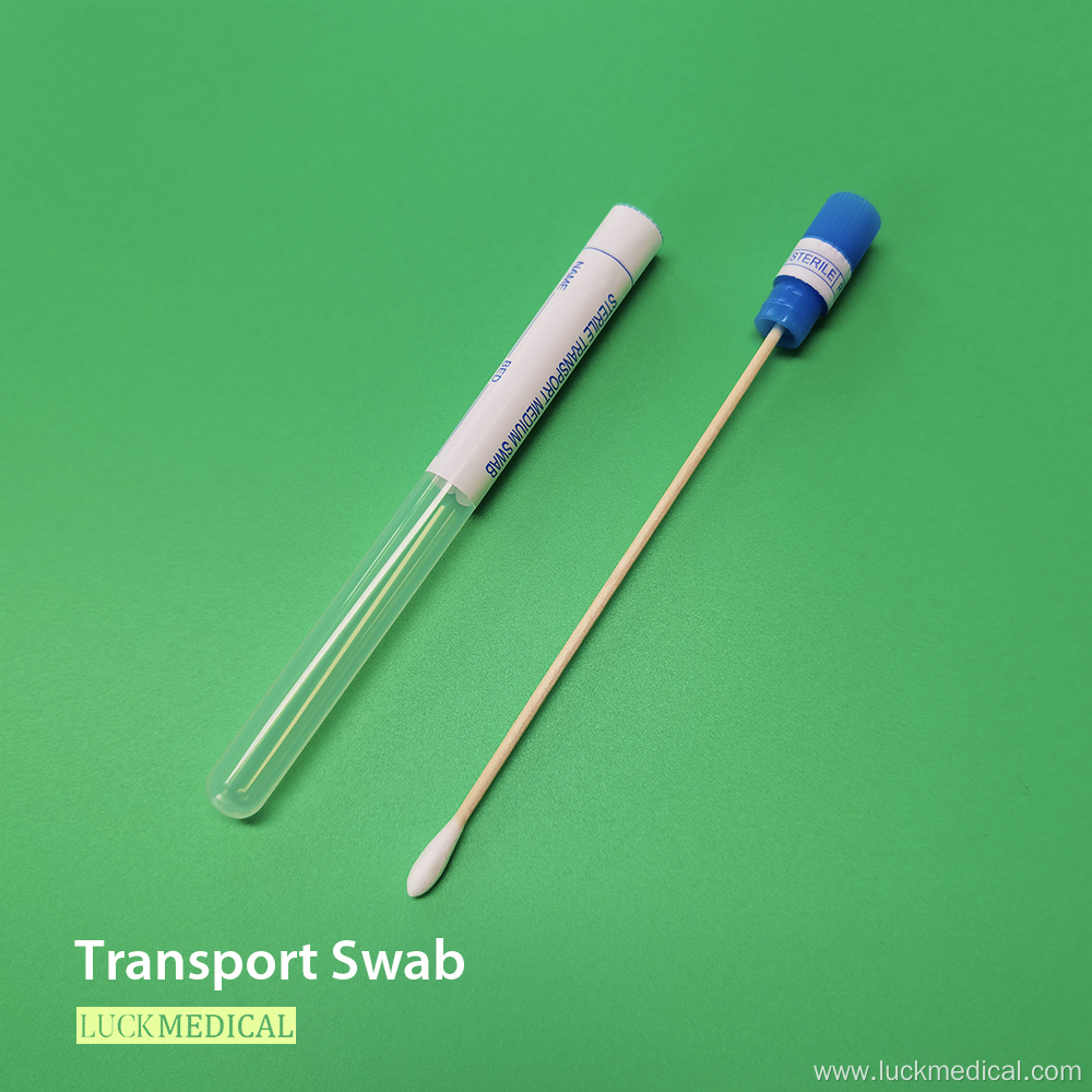 Transport Swab Tube Wooden Stick Cotton Tip CE