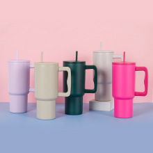 Car mounted straw with handle, car insulated cup