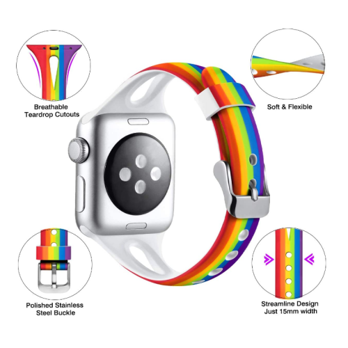 Custom Rainbow Slim Smal Silicone Apple Watch Band