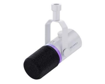 FEELWORLD PM1-W Dynamic Microphone for Podcasting, Recording, Gaming, and Live Streaming