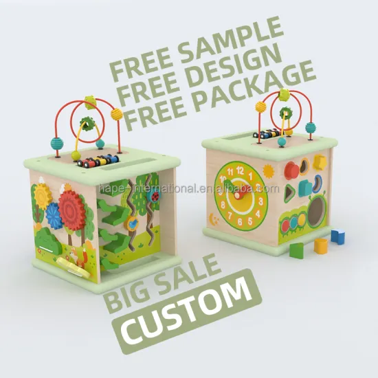 5-in-1 Wooden Montessori Activity Cube: A Multifunctional Sensory Toy Gift for Kids and Babies