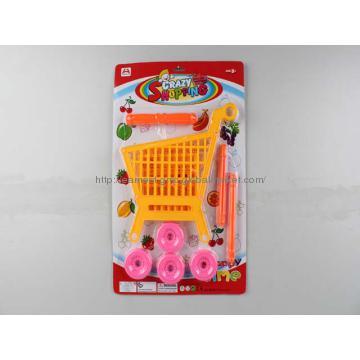 Plastic pretend toy shopping cart for kid