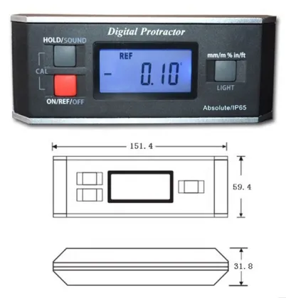 Digital Protractor, Angle Finder, Inclinometer: Magnetic V-Groove 0-360° Level Protractor
