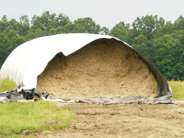 Large white / black silo bag for storage grain, corn