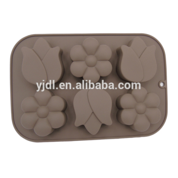 gray silicone baking mould with 6 cups