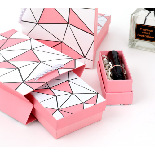 Cosméticos Set de lápiz labial Cajas de regalo de papel rosa