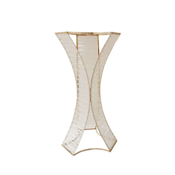 New Arrival Beaded Gold Wedding Centerpiece Metal Flower Stand for Event Table Decoration
