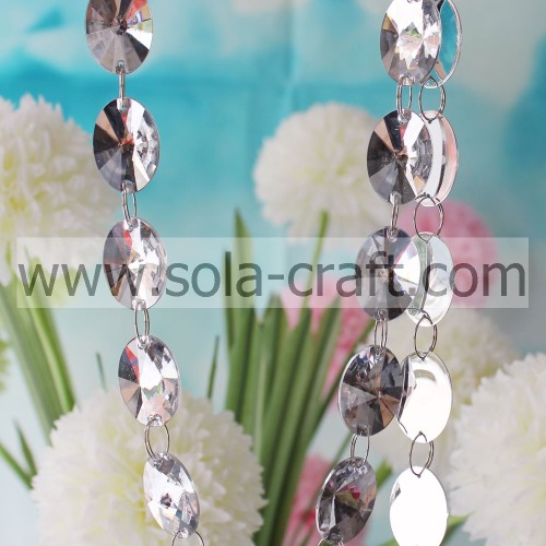 Décoration de lustre de guirlande de perles ovales en acrylique transparent