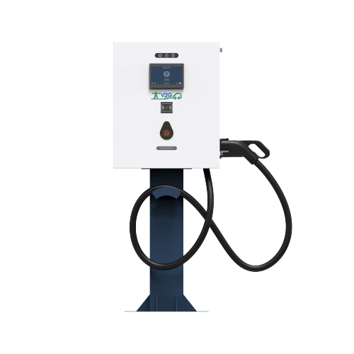 محطة شحن عمودية باللونين الأزرق والأبيض