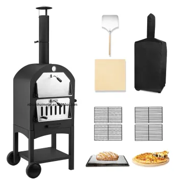 Outdoor Pizza Oven Wood Fire Freestanding, Steel Pizza Grill, Pizza Maker Camping Cooker with Pizza Stone