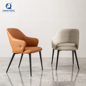 QIANCHENG Scandinavian Modern Restaurant Cafe Furniture: Stainless Steel and White Velvet Dining Chairs for Hotel and Dining Rooms