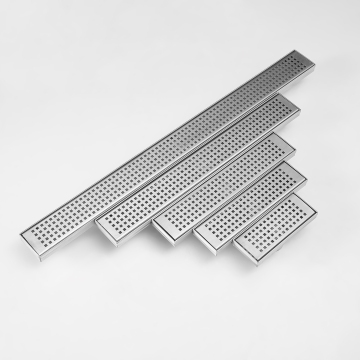 Gold Bathroom Square Brass Floor Drain with Removable Grate Strainer for Long Channels