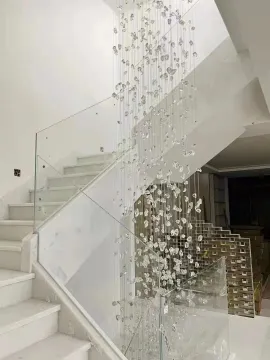 villa decor crystal glass stone spiral staircase chandelier
