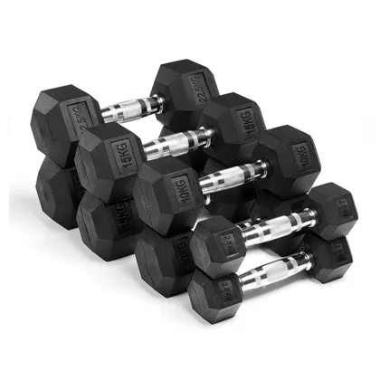 High Quality Weight Rubber Hex Dumbbells 20kg Steel Hex Dumbbells China Factory