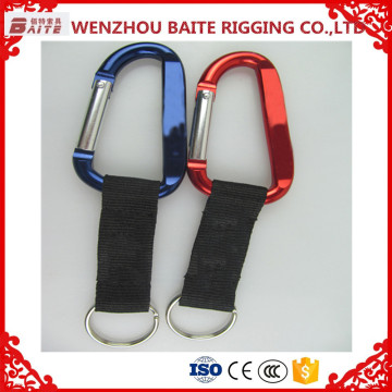 Hot sales OEM mini aluminum carabiner with keyring and silk ribbon