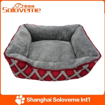 Hot sale soft fashion red plaid dog bed wool with blanket