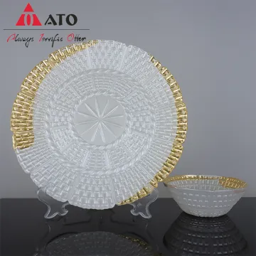 White Glass Charger Plates Glasses Flower Dinner Plate