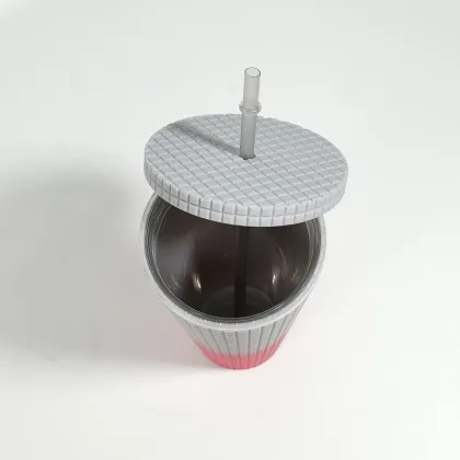 Sustainable Gradient Colored Portable Plastic Straw Cup & Water Bottle