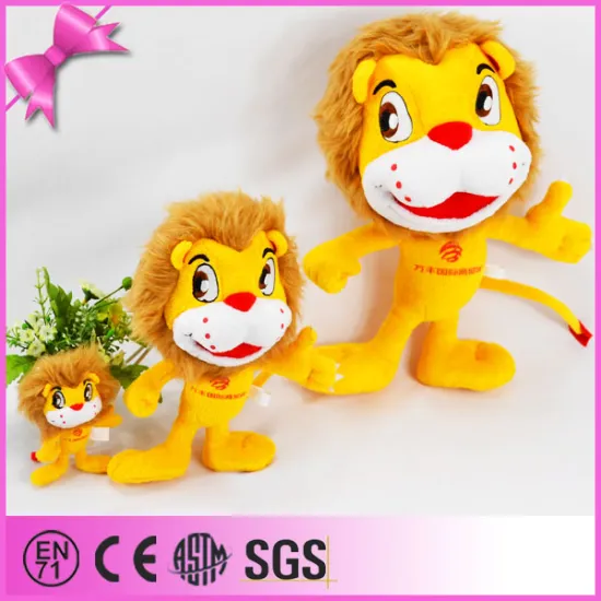 Custom sizes stand plush doll stuffed yellow lion