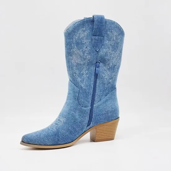 2023 Chinese Custom High-Heeled Pointed Cowboy Boots for Women