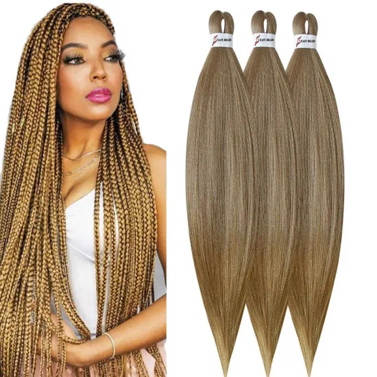 Pre-stretched Braiding Hair Yaki Texture Synthetic Fiber Ombre Color Hot Water Setting 26inch Easy Braid Hair Extensions