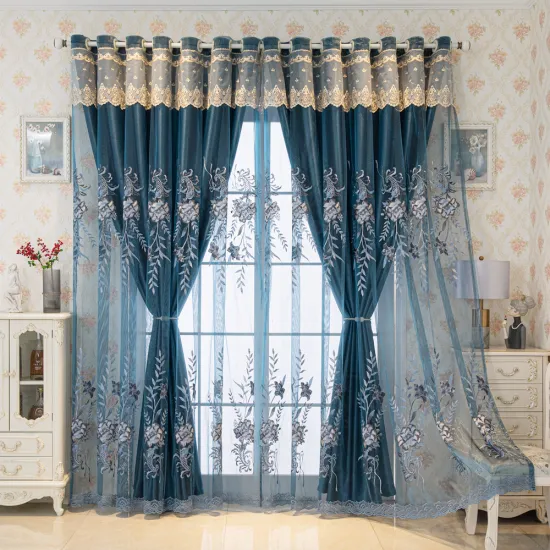 European Lace Embroidery Luxury Blackout Curtains for Living Room: Elegant Home Decor Fabrics