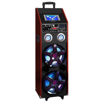 Trolley speaker with rechargeable battery and screen, USB, SD, FM, Bluetooth, EQ and remote