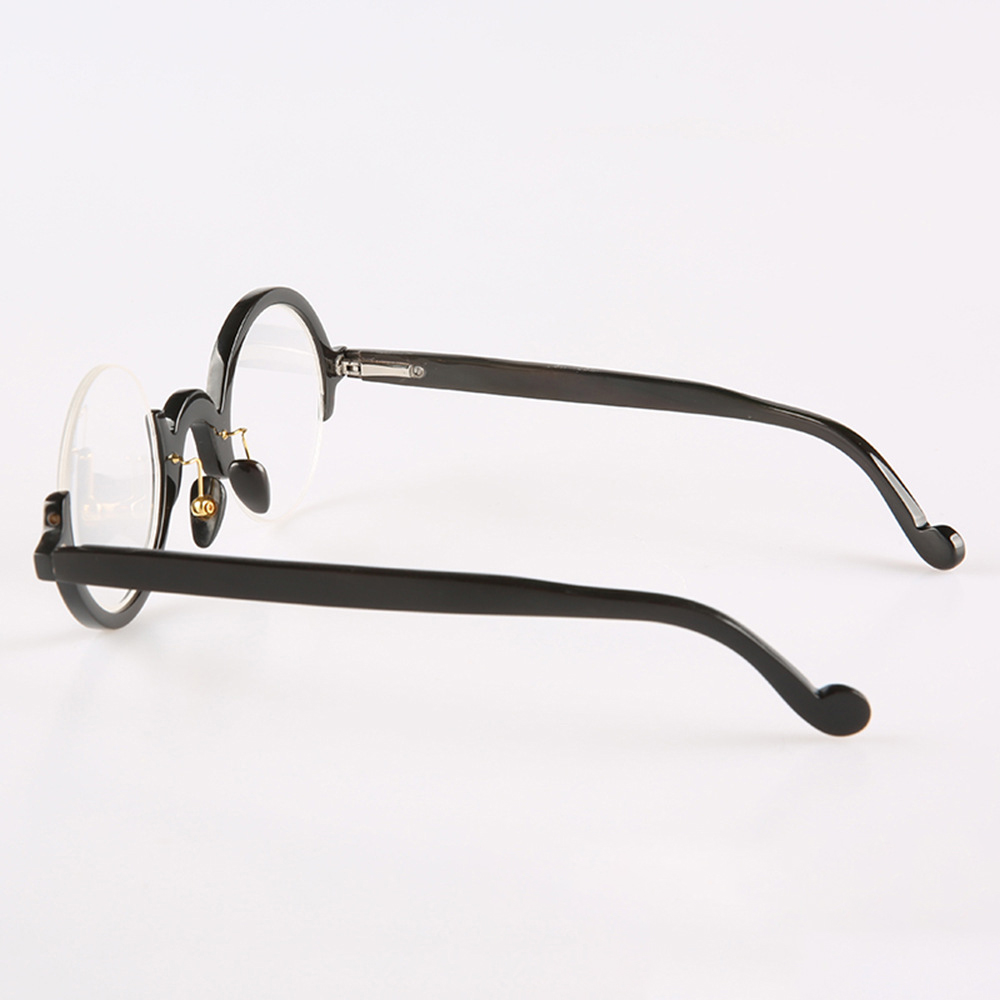 Half-Rim Round Thin Rim Horn Eyeglasses