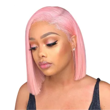Pink Bob Wig Straight Hair 150% Density LSY Brazilian Hair 13*4 Glueless Human Hair Lace Front Wigs
