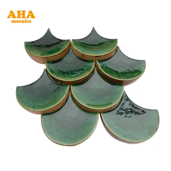 Modern Green 3D Fish Scale Shape Ceramic Mosaic Floor Tiles