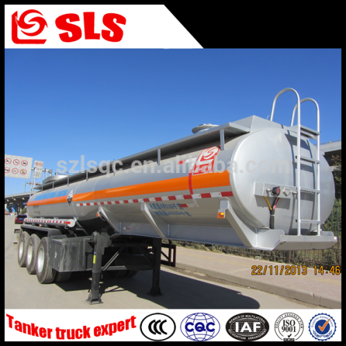 Tri-axle fuel tanker semi trailer, stainless steel tank trailer for corrosive material transportation