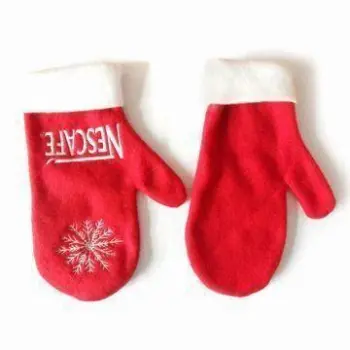 Polar Fleece Gloves in Red, Customized Logos and Colors are Accepted, Suitable for Promotional Gifts