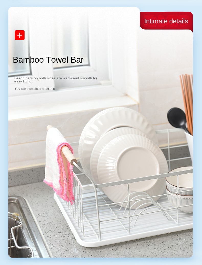 Single-Tier Metal PC Dish Storage Rack