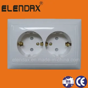 Enchufe Shucko Doble Empotrado Estilo Europeo F6210
