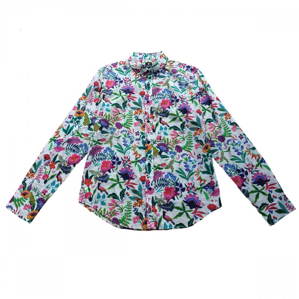 Men's cotton colorfull floral print long sleeve shirt