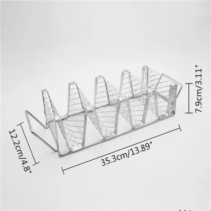 Black Food Grade Taco Plate Shells Oven & Grill Safe Easy Access Handle Each Taco Rack
