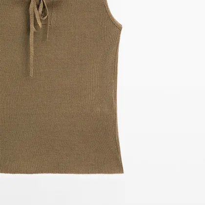 Women's American retro minimalist basic ribbed knitted vest