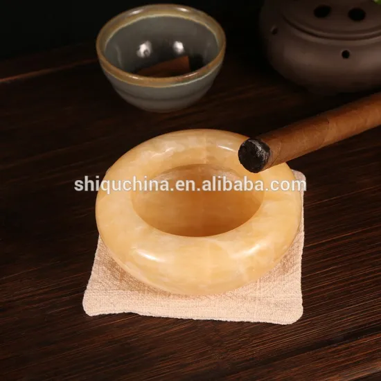 high quality yellow jade stone ashtray