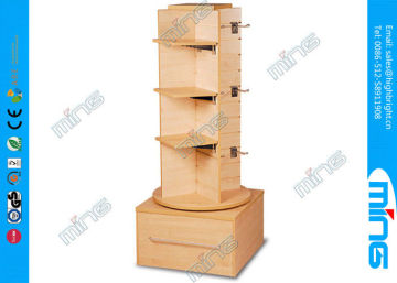 Clothing Stores 3 Steps Wooden Store Displays Slatwall Stand With Four Sided