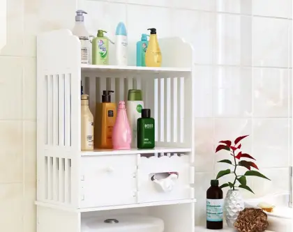 Washroom Furniture Wooden Toilet Bathroom Shelf