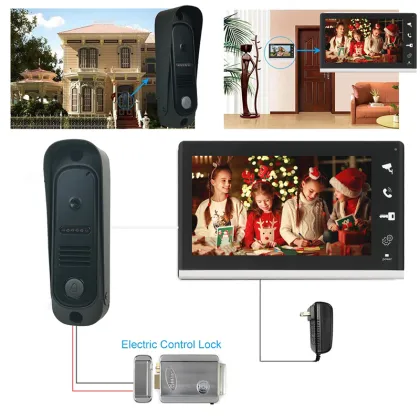 7 Inch Wired Video Intercom System Doorbell - IP65 Waterproof Home Security System